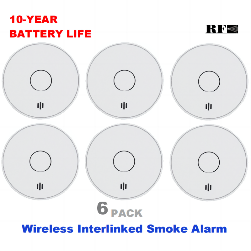 Smoke Alarm 10 Year Battery - Беспроводная взаимосвязанная дымовая сигнализация, 10-летний аккумулятор,