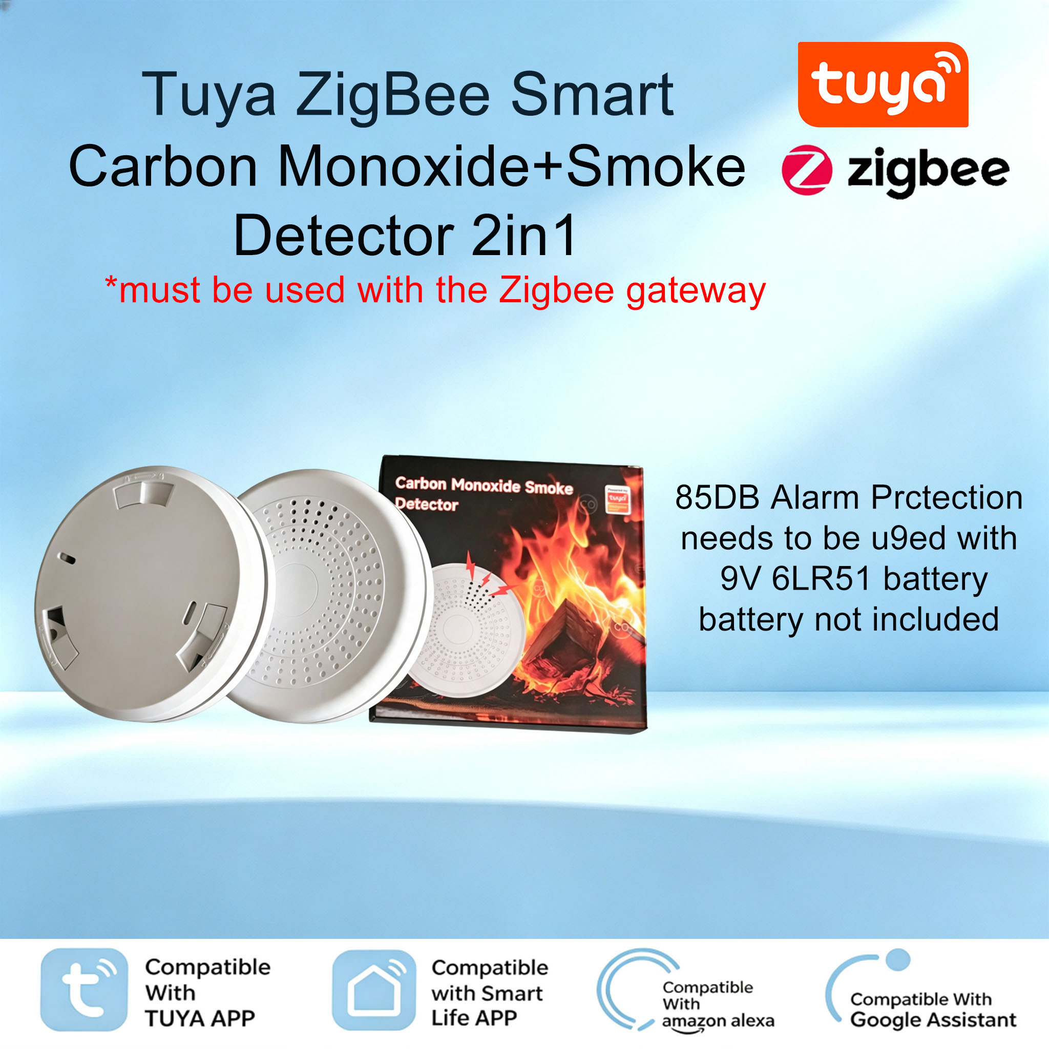 Zigbee Smoke Sensor Tuya - Умный комбинированный датчик дыма и угарного