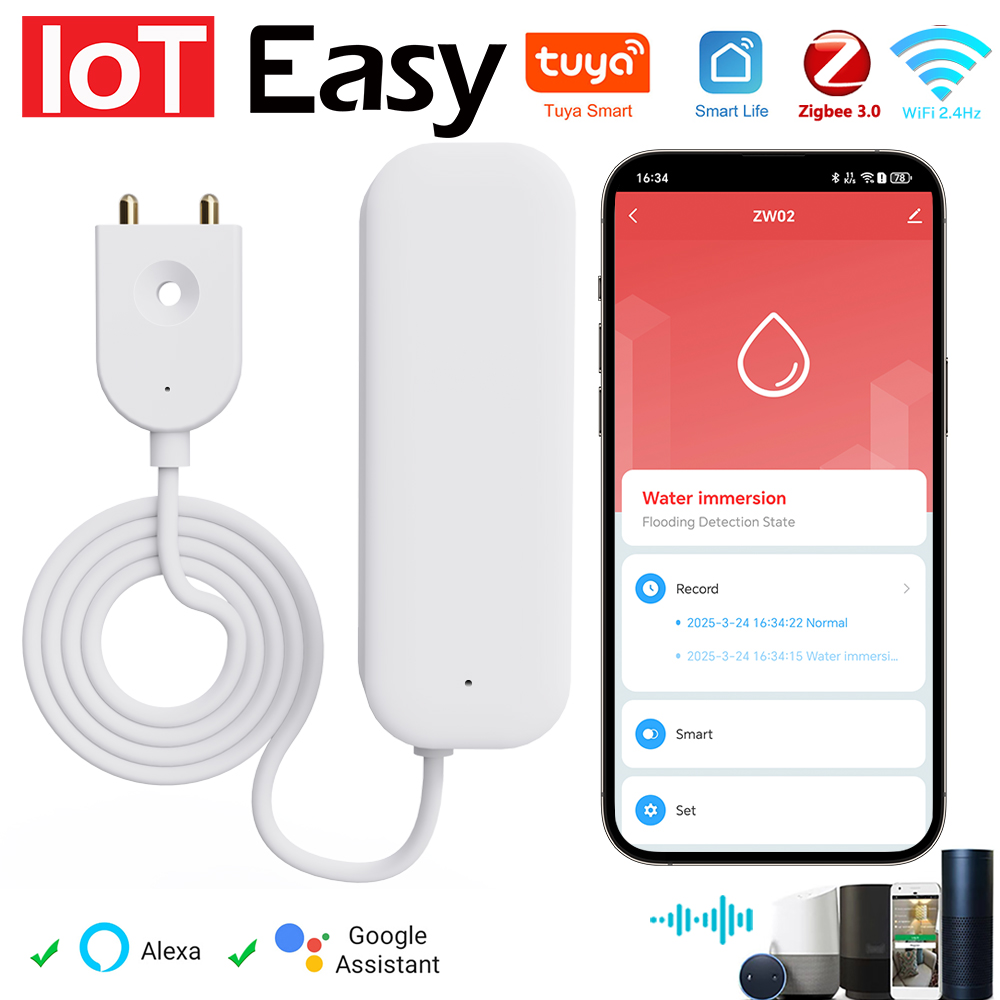Water Leak Detector Wifi Alarm - Tuya Wi-Fi ZigBee датчик воды сигнализация