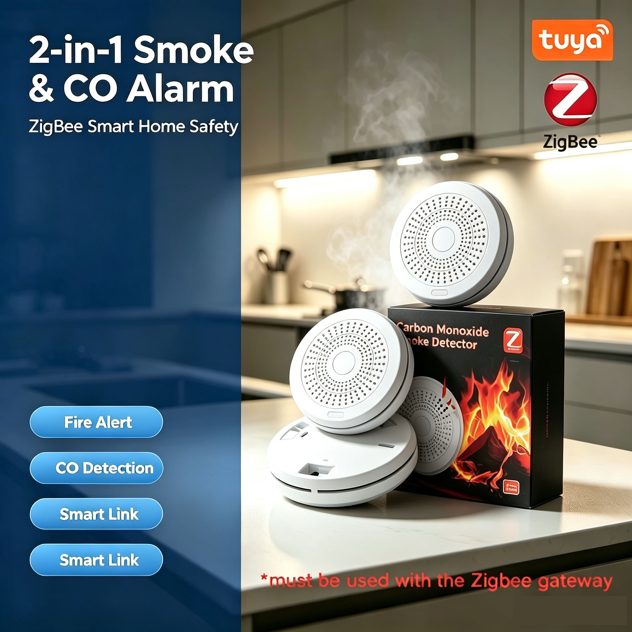 Умный датчик дыма и угарного г – обзор и цена Zigbee Smoke Sensor Tuya