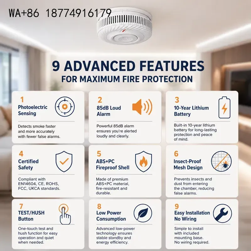 wmwmnu Автономный датчик утечк – обзор и цена Smoke Alarm 10 Year Battery