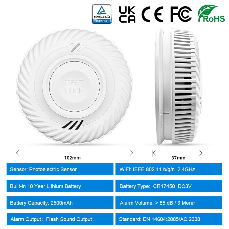 Умный детектор дыма Wi-Fi Tuya – обзор и цена Smoke Alarm 10 Year Battery