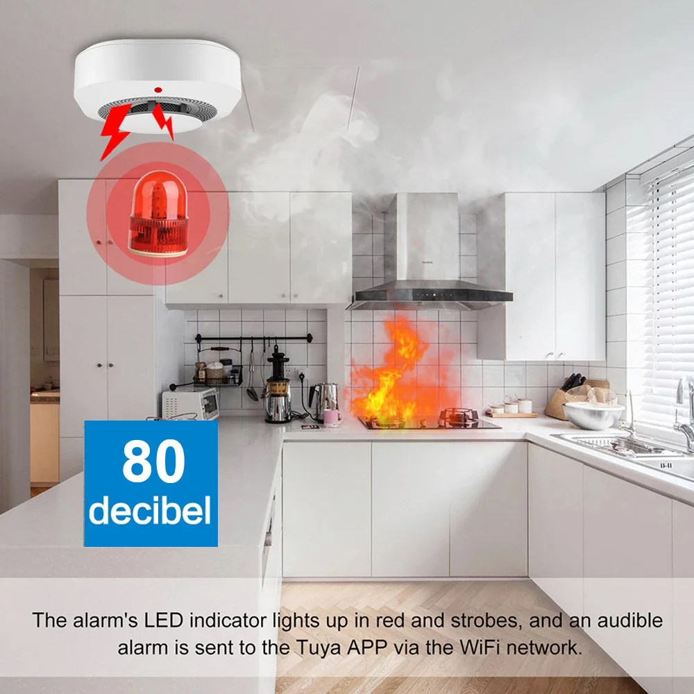 Умный датчик дыма Tuya ZigBee  – обзор и цена Smart Smoke Detector Wifi
